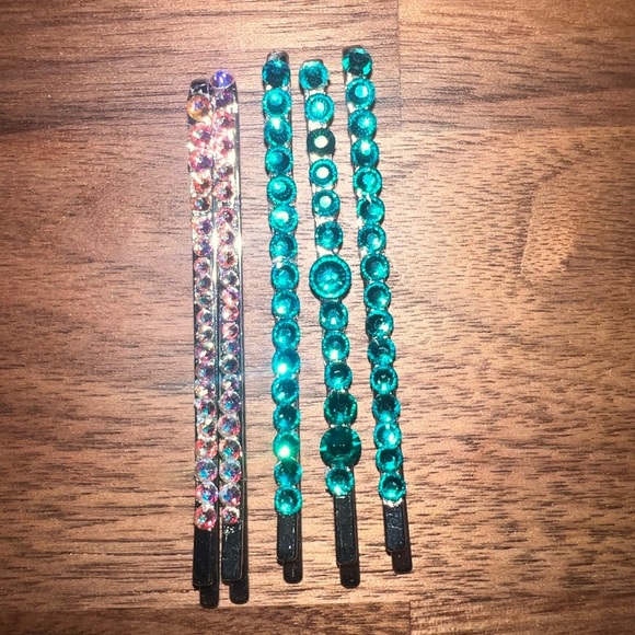 Accessories - Austrian Crystal Bobby Pin Set Turquoise‎ & Rose AB